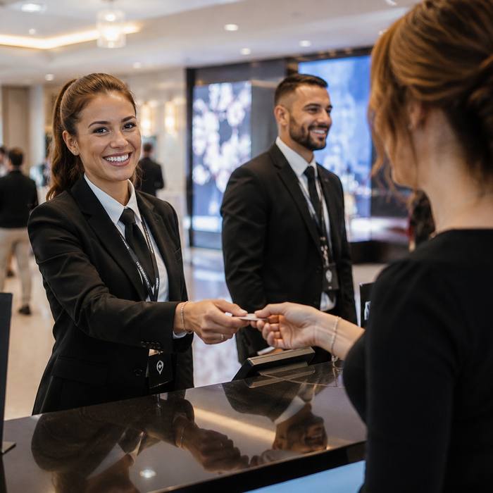Empfangsdienst von Black Rock Security begrüßt Besucher