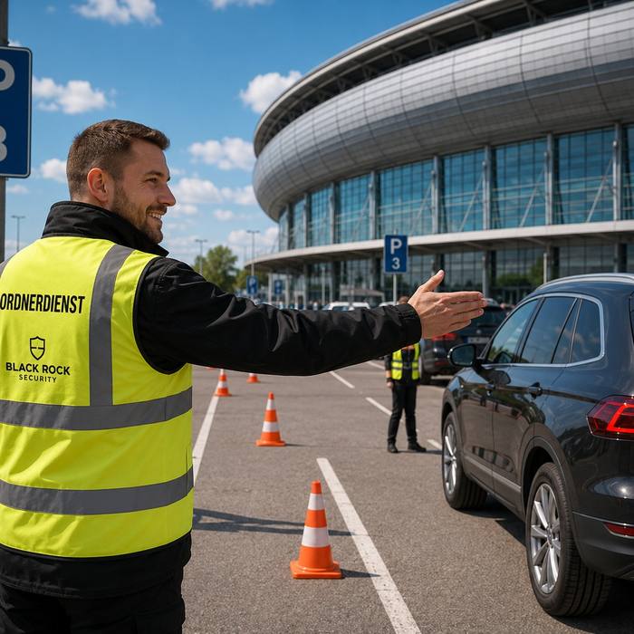 Ordnerdienst von Black Rock Security bei der Verkehrslenkung