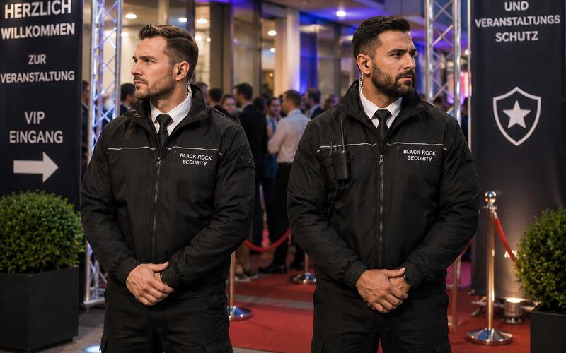 Sicherheitskräfte von Black Rock Security am Einlass einer Abendveranstaltung