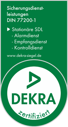 DEKRA-Siegel Sicherungsdienstleistungen DIN 77200-1: Alarmdienst, Empfangsdienst, Kontrolldienst